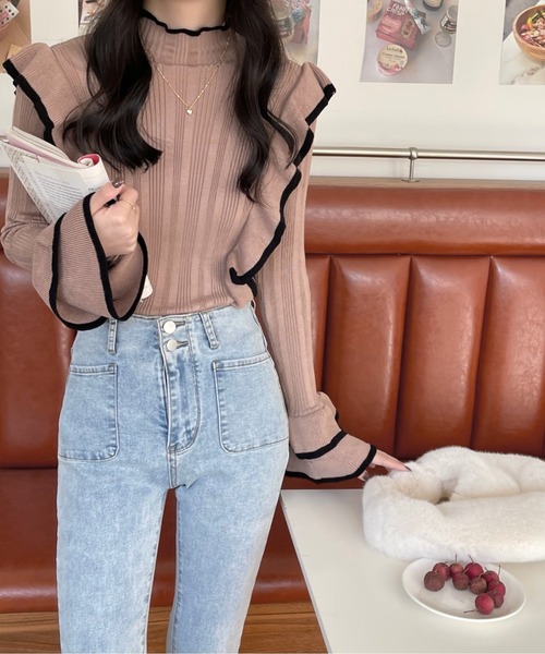 「emi+」 「ABITOKYO」長袖ニット FREE ベージュ レディース_画像9