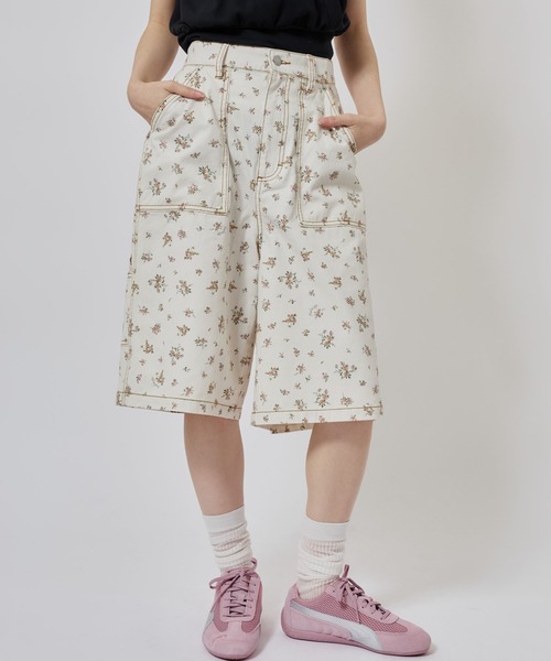 m*o様 ピンク フラワーモチーフ ハーフパンツ　S atmos girls ハーフパンツ パンツ 短パン atmos pink Floral Work Half
