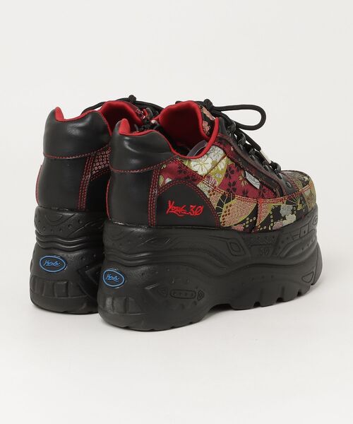 「YOSUKE」 ローカットスニーカー 24.5 ブラック×レッド レディース_画像2