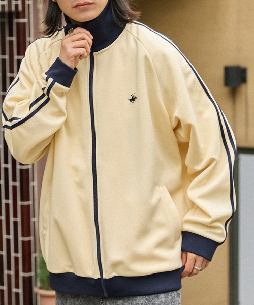 「BEVERLY HILLS POLO CLUB」 ジャージブルゾン L サックスブルー レディース_画像3