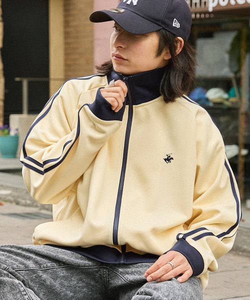 「BEVERLY HILLS POLO CLUB」 ジャージブルゾン L サックスブルー レディース_画像5