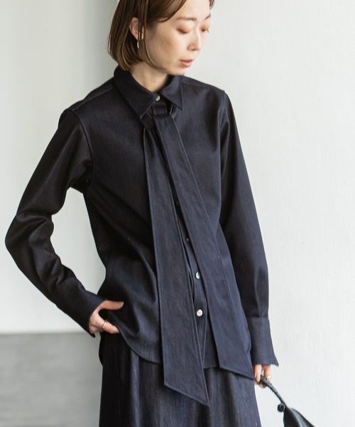NOBLE（ノーブル） 長袖シャツ - ネイビー レディース : ZOZOTOWN 
