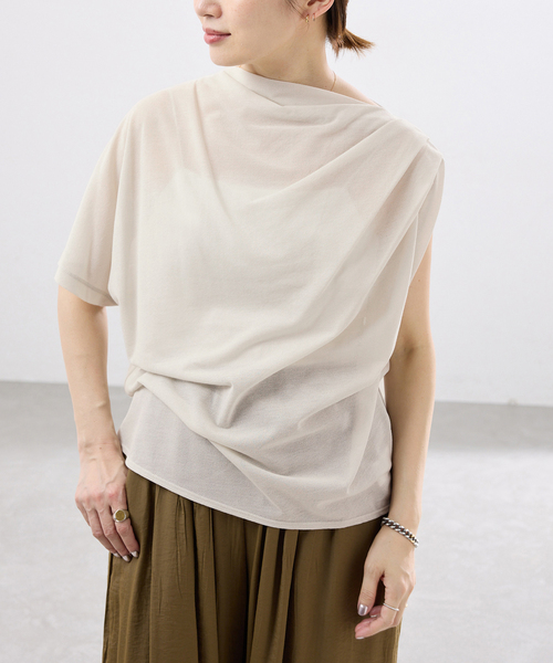 tシャツ HAKUJI/ハクジ crepe jersey asym T Tシャツ H232617 レディースの画像