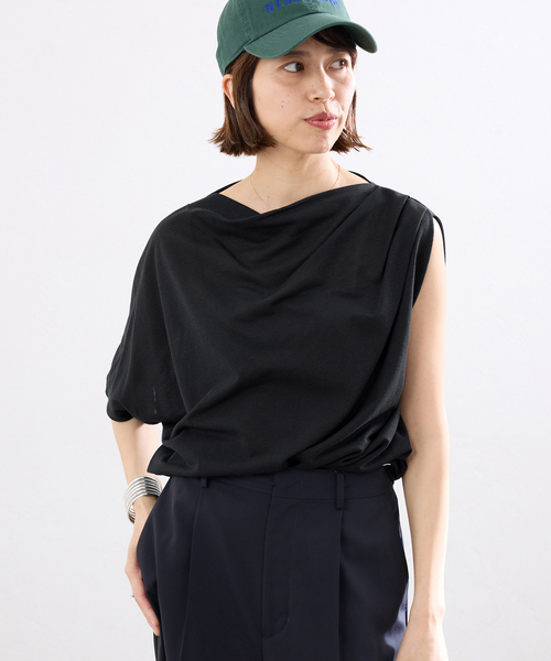 tシャツ HAKUJI/ハクジ crepe jersey asym T Tシャツ H232617 レディースの画像