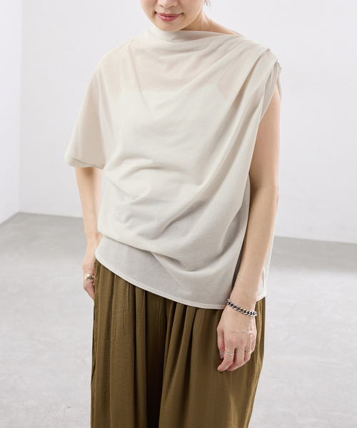 tシャツ HAKUJI/ハクジ crepe jersey asym T Tシャツ H232617 レディースの画像