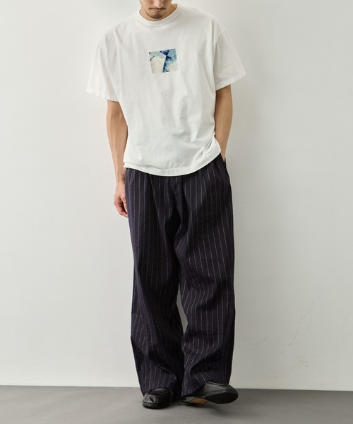 スラックス 「UNTRACE」_253/ストライプワイドスラックス メンズの画像