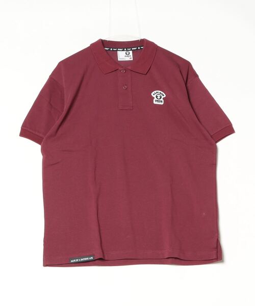 「AAPE BY A BATHING APE」 半袖ポロシャツ X-LARGE バーガンディー メンズ_画像2