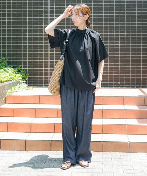 「ITEMS URBANRESEARCH」 半袖ブラウス FREE ブラック レディース_画像4