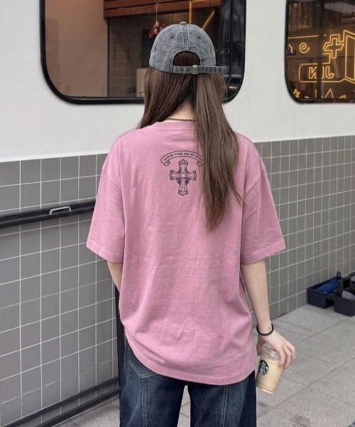 LACーVERT tシャツ 半袖 クロスプリントTシャツ レディース