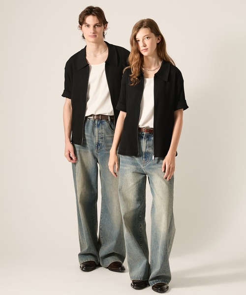CLEL（クレイル） tシャツ 「CLEL」Giza Cotton Zip Rib T-Shirt