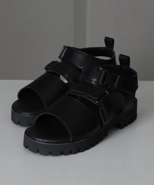 「welise」 サンダル 26.5 ブラック×シルバー メンズ_画像7