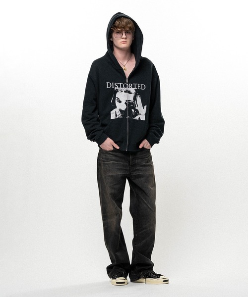 KAMIYA パーカー DISTORTED Girl” Zip-up Hoodie メンズ : ZOZOTOWN