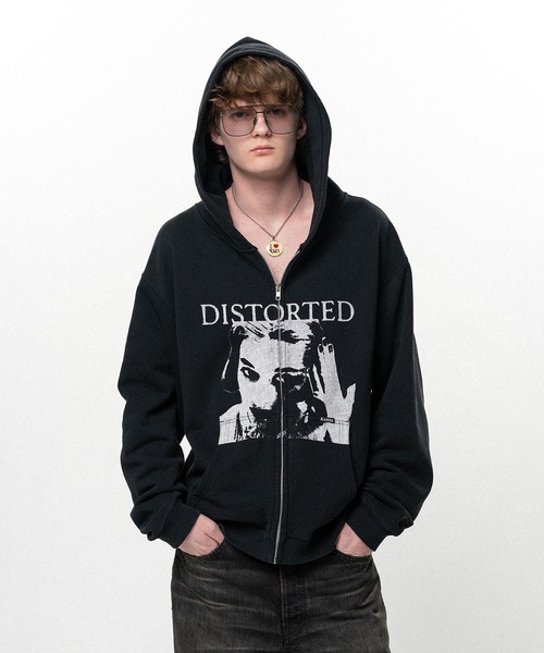 KAMIYA パーカー DISTORTED Girl” Zip-up Hoodie メンズ : ZOZOTOWN