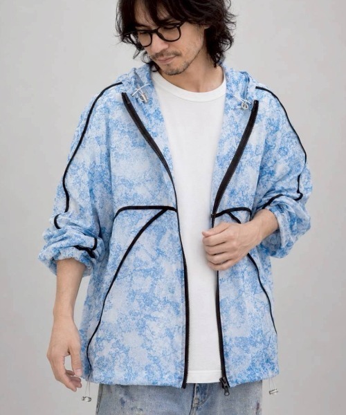 KAMINARI_TOKIO ブルゾン アウター 配色パイピングシアーブルゾン