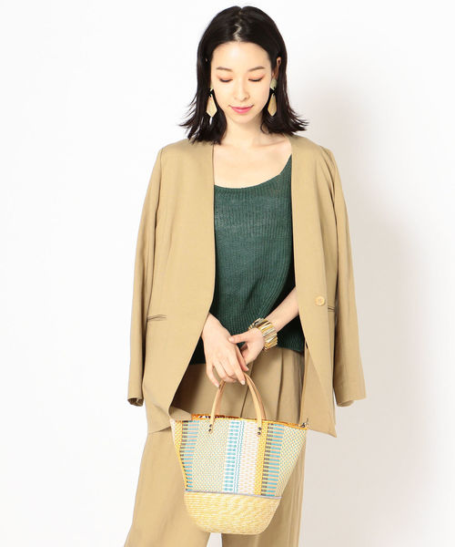 美品☆Prefer SHIPS: リネンジャケット SHIPS ジャケット ノーカラージャケット Prefer SHIPS: リネン