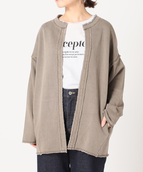 シンプルな カーディガン - 通販 - PayPayモール 裏毛ノーカラーカーディガン◆ ZOZOTOWN PayPayモール店 ⓛこちらの