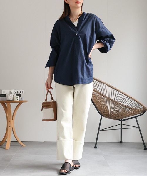 ブラウス シャツ パールスタッズブラウス レディース sakishimatokyo ブラウス シャツ ポイントパールブラウス