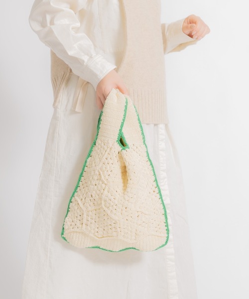 モチーフ付きレトロBAG FUNALIVE（ファンアライブ） トートバッグ THREEV レトロクロシェ