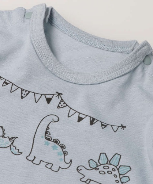 kids zoo（キッズズー） ベビー服 ロンパース 恐竜プリント切替Tオール