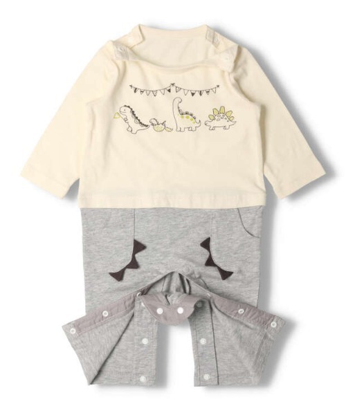 kids zoo（キッズズー） ベビー服 ロンパース 恐竜プリント切替Tオール