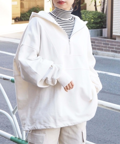 HUG.U パーカー 撥水 ハーフジップ アノラック レディース