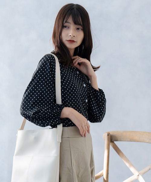 ブラウス シャツ チュールドット柄プルオーバー レディース rectangle ブラウス シャツ ドット＆ハート柄シアーチュール