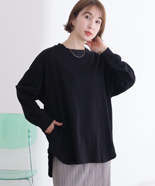 ElegChic tシャツ 後ろボタン ロング スリーブカットソー レディース