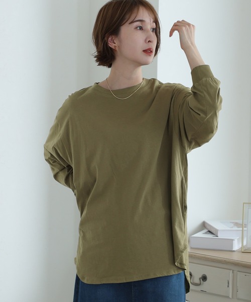 ElegChic tシャツ 後ろボタン ロング スリーブカットソー レディース