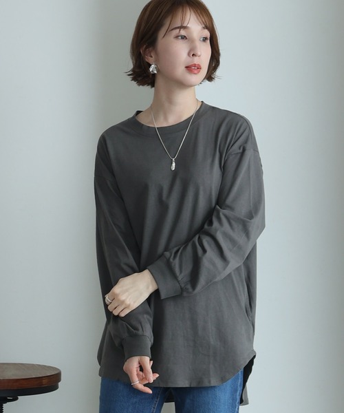 ElegChic tシャツ 後ろボタンロングスリーブカットソー