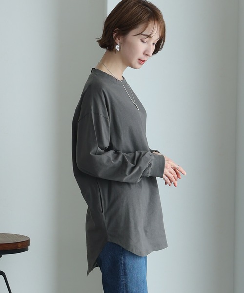 ElegChic tシャツ 後ろボタンロングスリーブカットソー