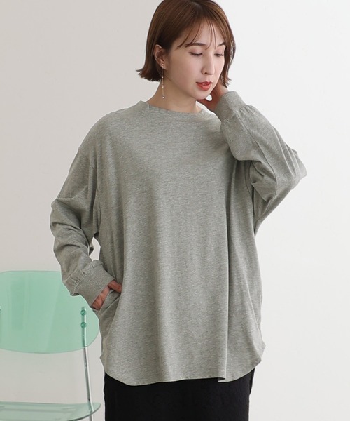 ElegChic tシャツ 後ろボタン ロング スリーブカットソー レディース