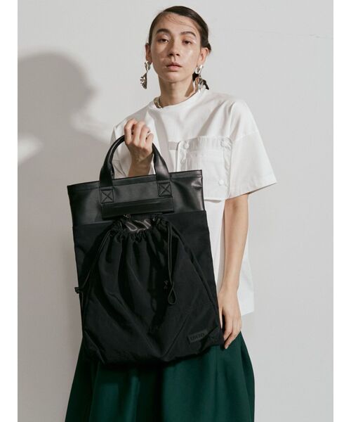 UN3D ブラック ドローストリングバッグ UN3D. トートバッグ DRAWSTRING 2WAY TOTE / ドローストリング