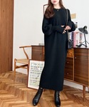 ワンピース 指ぬきボリュームスリーブミックスニ...の詳細画像5