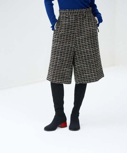 LANVIN en Bleu パンツ ツイードハーフパンツ レディース