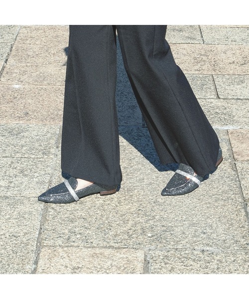 NEUE THE MARKET パンプス ラインビジューバックル付きポインテッド