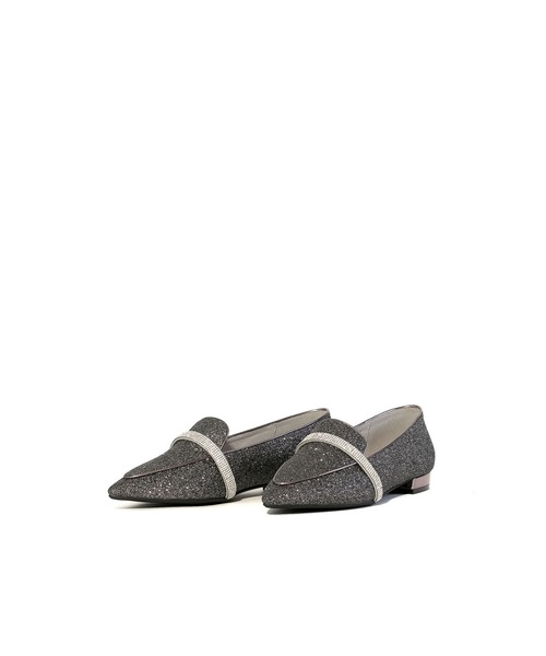 NEUE THE MARKET パンプス ラインビジューバックル付きポインテッド
