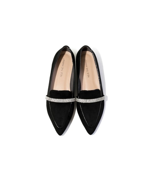 NEUE THE MARKET パンプス ラインビジューバックル付きポインテッド
