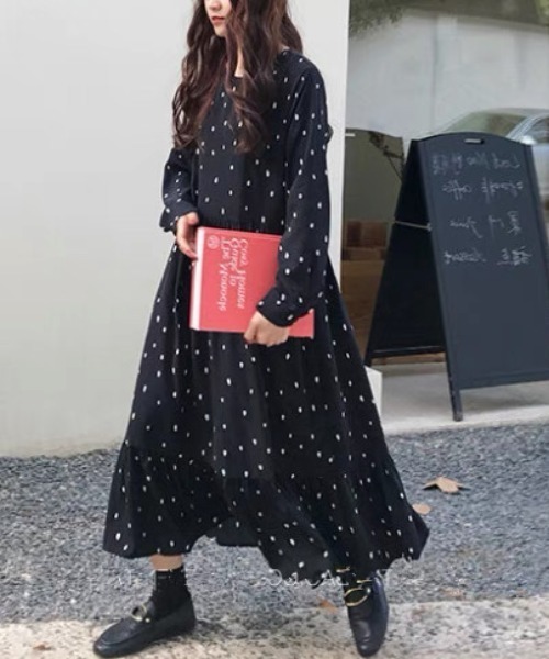 gossip!ロサンゼルス ワンピース 「サイズあり」ドット柄 フリル