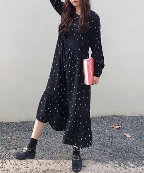 gossip!ロサンゼルス ワンピース 「サイズあり」ドット柄 フリル