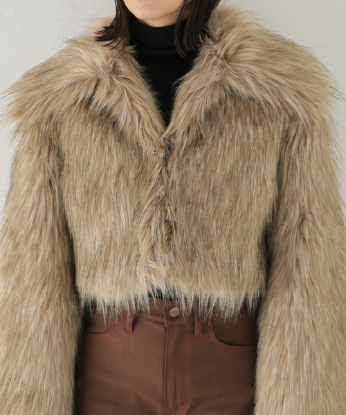 アウター 「molliolli/モリオリ」GABRIEL WIDE COLLAR JACKET：ファー