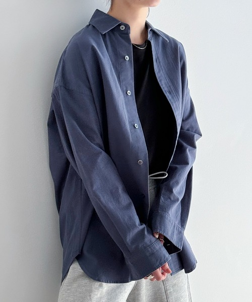 evernavy ブラウス シャツ コットンオックス風シャツ レディース evernavy ブラウス シャツ コットンオックス風シャツ レディース
