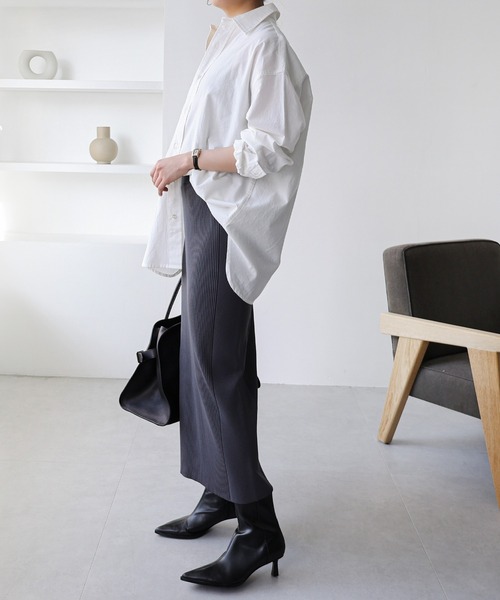 nowos コンチョ　コットンシャツ　ブラウス　Cotton Shirt evernavy ブラウス シャツ コットンオックス風シャツ レディース