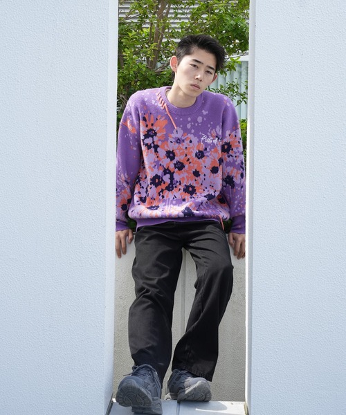 セーター ニット HOOK -original- マーガレット畑模様ニット メンズ