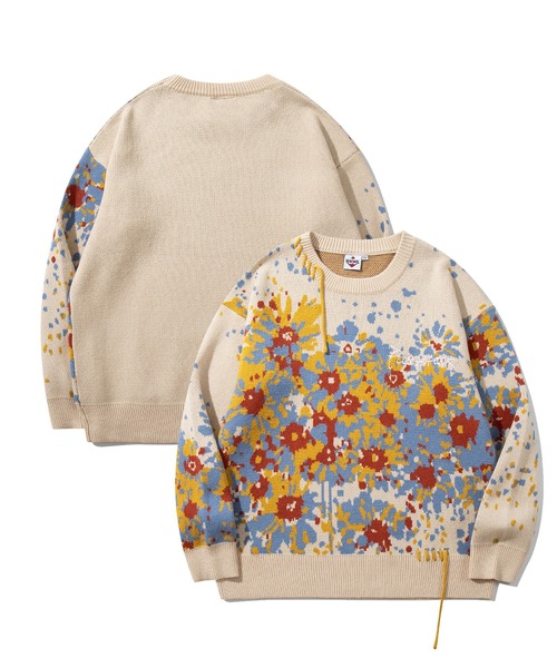 セーター ニット HOOK -original- マーガレット畑模様ニット メンズ