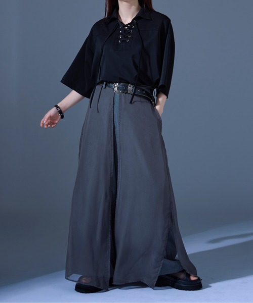 50's Vintage レースアップシャツ　ブラック　L 50's レースアップ ホルスタイン シャツ : LOVE DYNAMIC