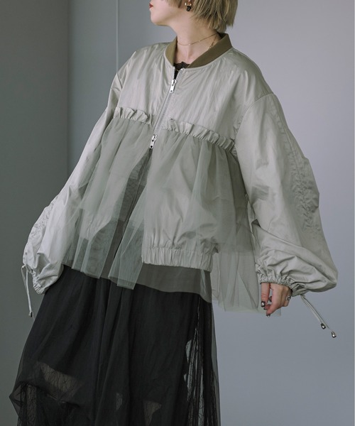 ジャケット MA-1 Shirring sleeveボリュームチュールMA1 レディース 