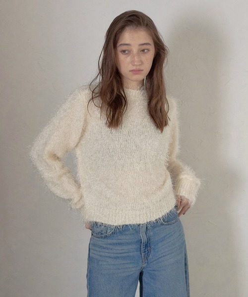 ニット セーター 「MINERTE」feather knit pullover / フェザーニットコンパクトプルオーバー レディース