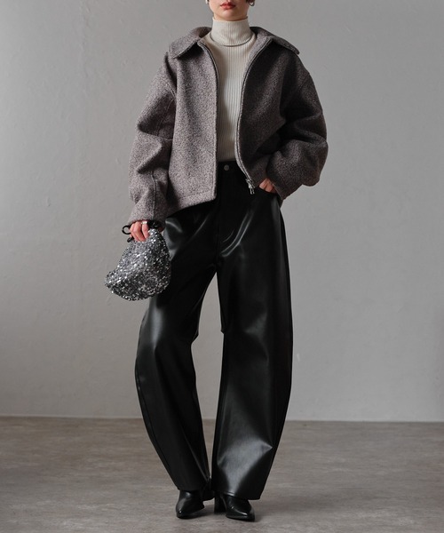 r.（アールドット） ブルゾン アウター ブークレー ダブルジップ