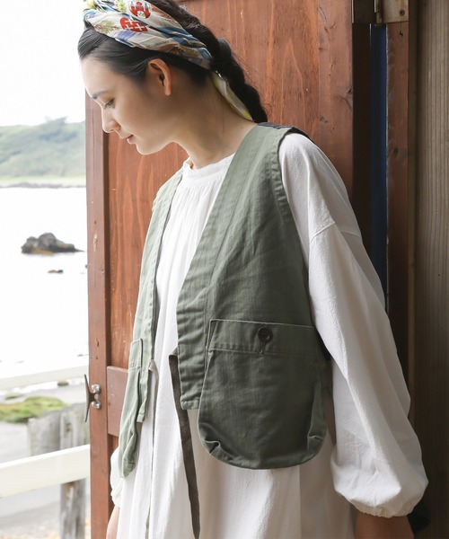 ベスト ジレ 「Brocante / ブロカント」 ヘリンボン シャスジレ レディース