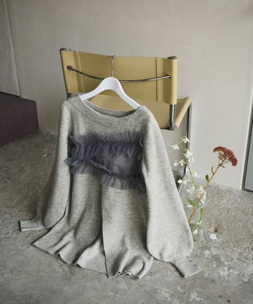 ニット セーター tulle slit design knit / チュールスリットデザインニット レディース loin nuit ニット セーター tulle slit design knit / チュール